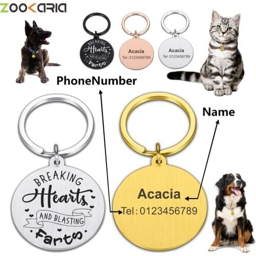 Dog ID Tag Personalized Engraved Pet Name owner'tel For Cat Dog Puppy Collar Tag Clip Lucky Pets keying supplies Accessories