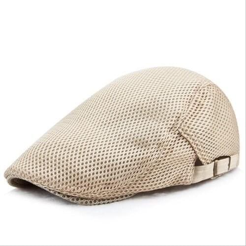 Summer mens mesh beret casual peaked cap fashion breathable simple forward hat