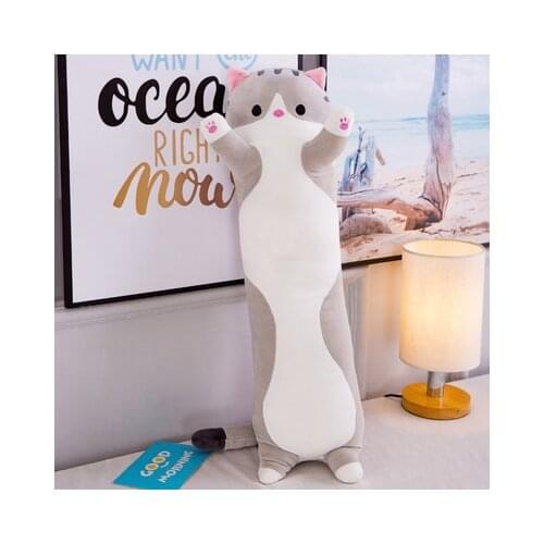 Creative toy lovely cartoon long cat plush toy down cotton soft doll creative long pillow throw pillow birthday gift w2189