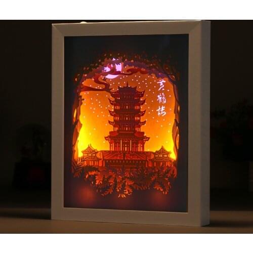 Laser Cut Paper Shadow Box Selling Decoration Frame Wall Art Light Painting Picture Frame For Home Decor