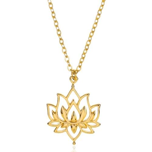 Minimalism Lotus Necklace For Women Lucky Yoga Jewelry Stainless Steel Flower Necklaces Pendants Colllares Mujer 2021