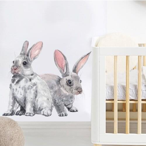 Two Little Rabbits Childrens Bedroom Wall Stickers Porch Wall Beautification Decorative Wallpaper Self-Adhesive