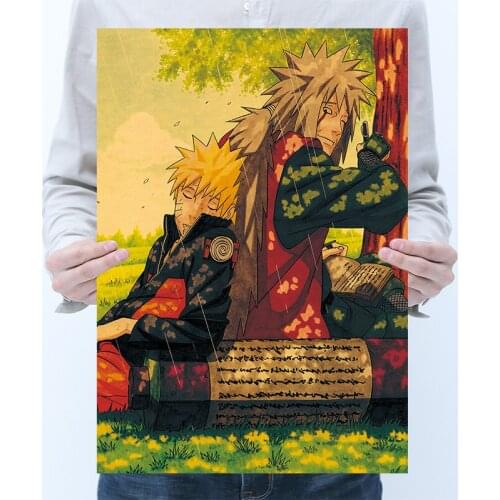 Naruto 4th generation and 7th generation Naruto Uzumaki creative novelty kraft paper retro poster nostalgic decor wall stickers