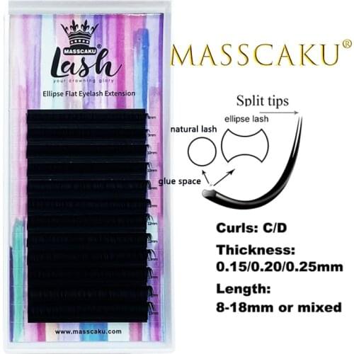 New Matte Flat Eyelash Extensions Individual 0.15 0.20 0.25 Softer Ellipse Flat Lash Split Tips Ligher Volume Looking Wholesale