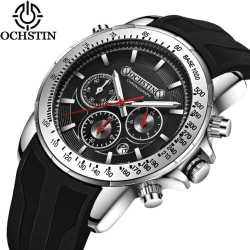 OCHSTIN Men Quartz Watch Chronograph Sports Wristwatch For Male Date Clocks Comfortable Silicone Straps Relogio Masculino