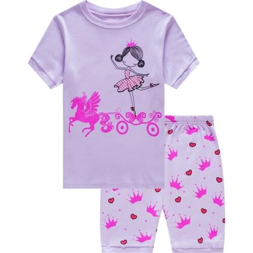 Kids Children Boys Girls Pajamas 2021 Summer Unicorn Dinosaur Animal 100% Cotton Kids Tops T-shirt+Shorts 2 Pieces Pyjamas Sets