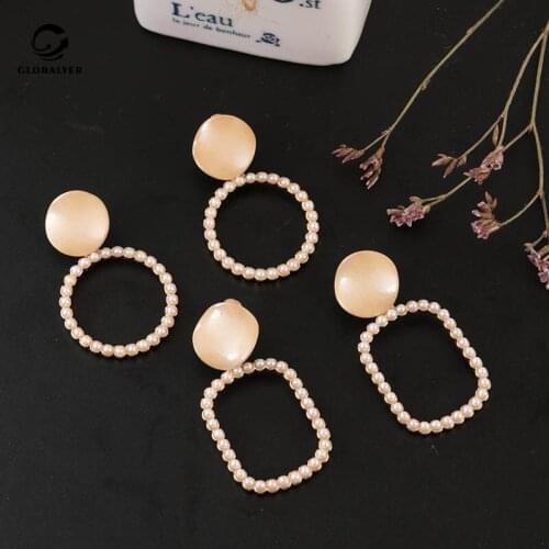 Fashionable wild trend street shooting metal texture Simple geometric shape earrings Atmosphere without piercing ear clips 178