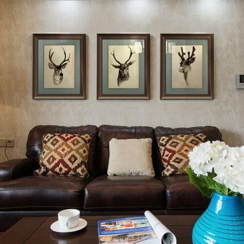 North American Animal Wall Art Posters and Prints Moose,Bald Eagle,Buck Deer,Grizzly Bear Art Painting Rustic Cabin Home Decor
