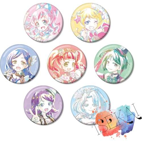 Pretty Channel Anime Badge Momoyama Mirai Moegi Emo Aoba Rinka Sara Akagi Anna Shidou Meru Metal Badge Pins Brooch Pins