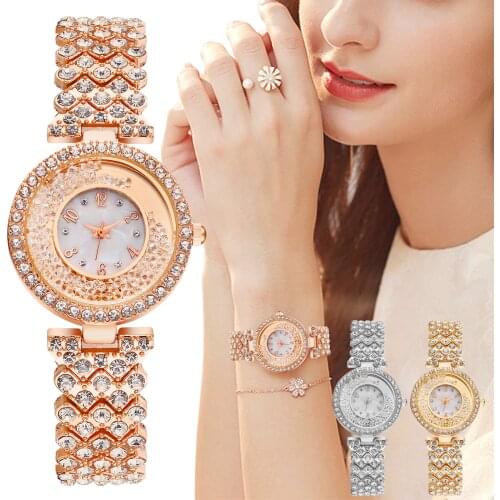 Women Fashion Bling Wrist Watches Luxury Female Quartz Watch Crystal Diamond For Women Clock