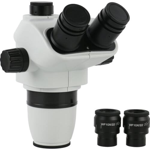 6.7X~45X Continuous Zoom Trinocular Stereo Microscope Head WF10X/23mm Super Wide View Eyepiece For PCB Jewelry Inspection