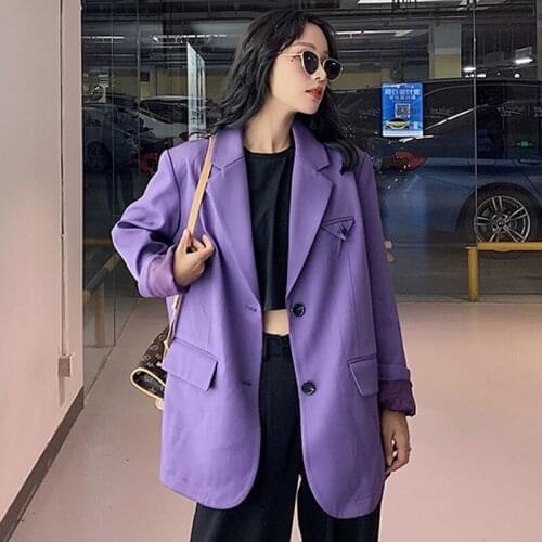 Spring 2021 Fashion Women Loose Autumn Blazer Jackets Female Elegant Suits Coat Chic Korean Ladies Casual Blazers Outerwear