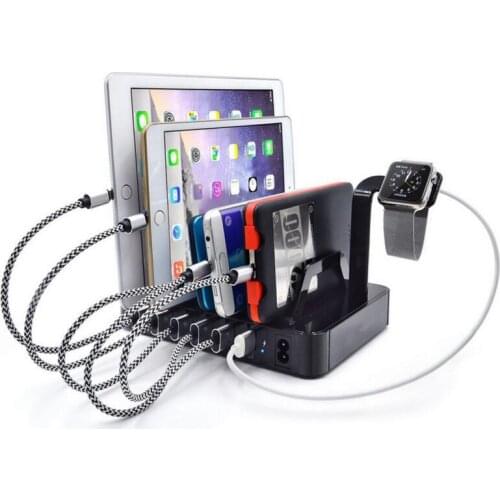 Multi port USB phone charger 6 Ports fast Charging Station Dock Stand Holder For iPhone 7 6 6S 5 Samsung xiaomi redmi iwatch