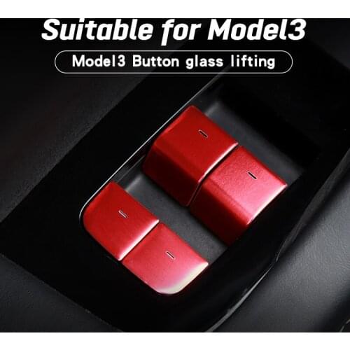 Car Lift Window Button Protective Cover For Tesla Model 3/Y Alloy Door Armrest Switch Patch Interior Decoration Accessories