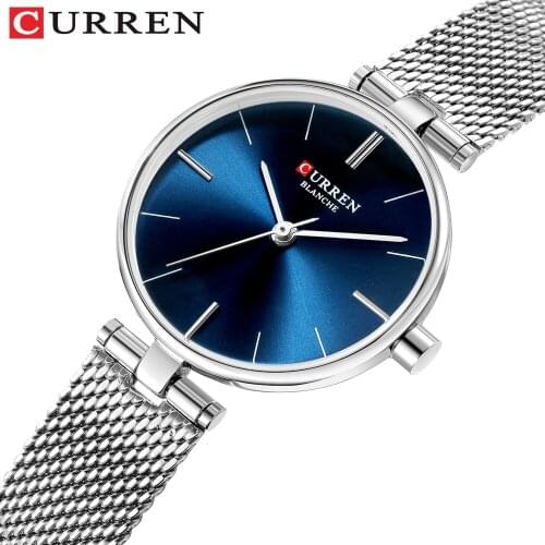 CURREN Simple Analog Quartz Watches for Women Stainless Steel Mesh Wristwatch Ladies Dress Bracelet Watch Female Clock Gift
