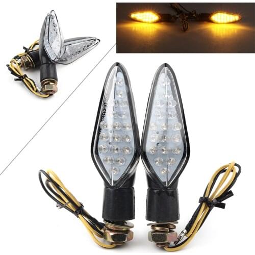 1Pair Amber Universal Motorcycle 15 LED Turn Signal Indicators Blinker Light