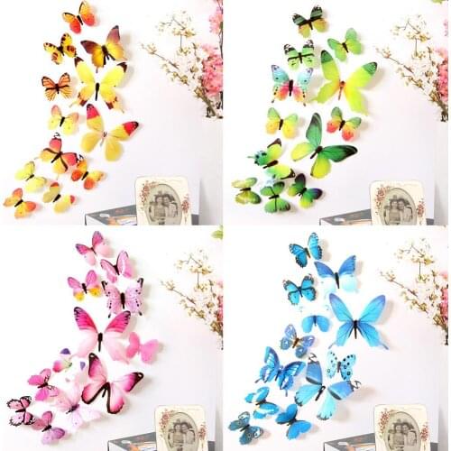 12Pcs PVC 3D butterfly wall sticker decals on the wall New Year holiday decoration shop decoration home decoration butterfly wal