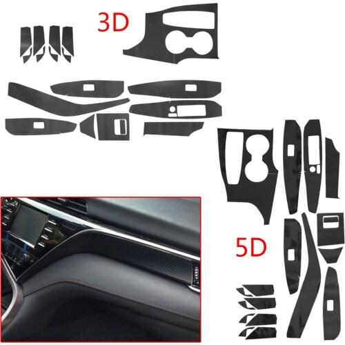 18pcs Carbon Fiber Style Interior Decoration Sticker Cover Trim Kit Car Black Fit For Toyota Camry 2018 2019 2020