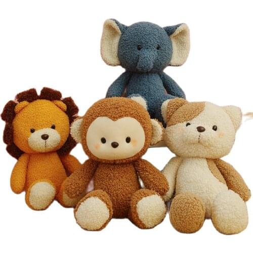 35cm Lovely Monkey Lion Elephant Cat Plush Toys Cartoon Animal Dolls Stuffed Soft Toy Birthday Gift for Baby Kids Girlfriend