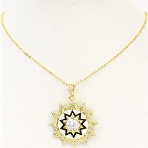 5Pcs Enamel Flower Pendant Necklace Crystal Jewelry Pendant Necklace Jewelry Accessories Jewelry Necklace Gift 51824