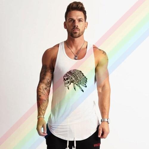 Aboriginal Skull Indiana Headdress Comfortable Bodybuilding Tank Tops For Men Summer Gym Clothing Customized Vest Shirts