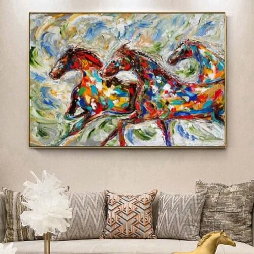 Watercolour Running Horse Oil Painting On Canvas Wall Art Poster And Prints Animal Picture For Office Room Decor Cuadros