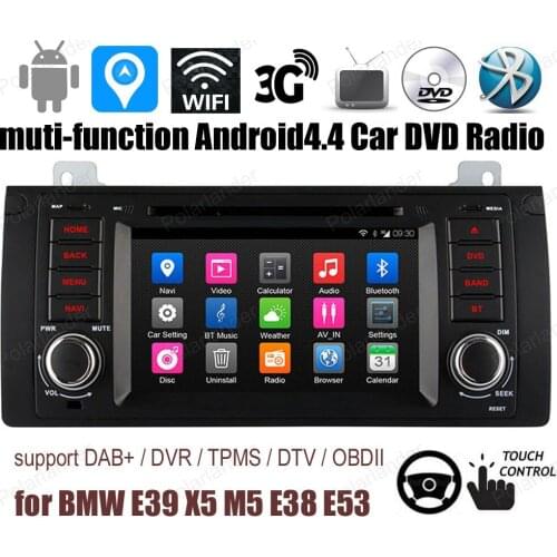 Android4.4 Car DVD Quad Core 7 inch radio Support BT 3G WiFi GPS Mirror Link DAB + OBDII TPMS For BMW E39/X5/M5/E38/E53