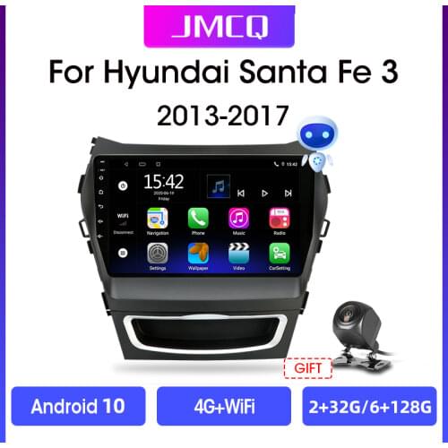 JMCQ 2 Din Android10 Car Radio Multimedia Video Player For Hyundai Santa Fe 3 2013-2017 Navigation GPS stereo receiver carplay