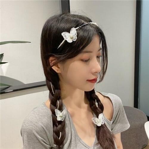 Butterly Lace White Wedding Hair Accessories Braided Pearls New Designer Headband