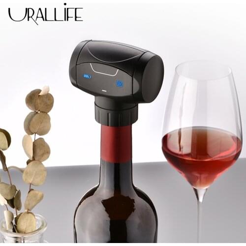 Urallife Electric Wine Stopper Smart Vacuum Preservation Saver Automatic Wine Sealed Cork Stopper Portable Wine Stopper Bar Tool