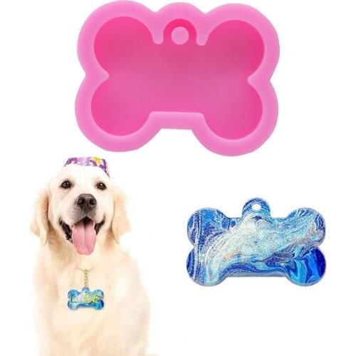 Keychain Mold Food Grade Temperature Resistance Silicone Dog Bone Shape Epoxy Resin Key Ring Mould for Home