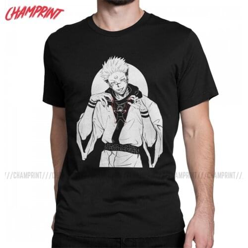 Ryomen Sukuna Jujutsu Kaisen T Shirt for Men Pure Cotton Novelty T-Shirts Crewneck Anime Tees Short Sleeve Clothing Classic