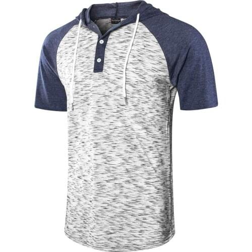 T-shirt Mens with Short-sleeved Hat Fashionable Fitness Casual Mens Hoodies Tshirt Raglan Sleeve Swag Hem Mens Clothing Tops