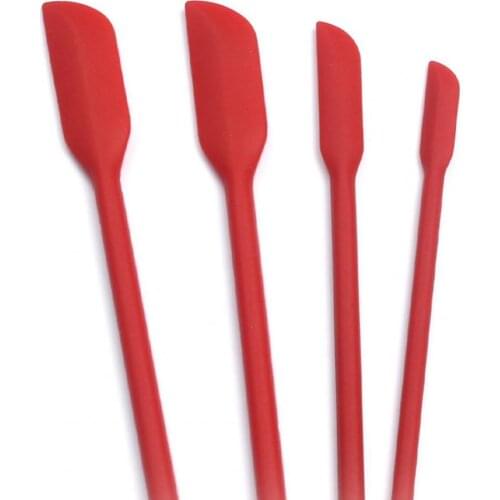 Flexible 4Pcs Lengthen Mini Makeup Spatulas Soft Jar Cake Cream Jam Scrapers Kitchen Tools Accessories Supplies