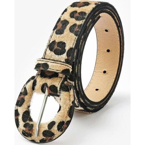 Kemeiqi fashion ladies belt special craft art print animal fur pattern snake print leopard casual fashion brown patchwork jeans
