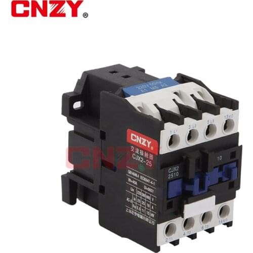 CJX2-2510 LC1 AC Contactor 25A 3 Phase 3-Pole NO Coil Voltage 380V 220V 110V 24V Din Rail Mount 3P+1NO Normal Open
