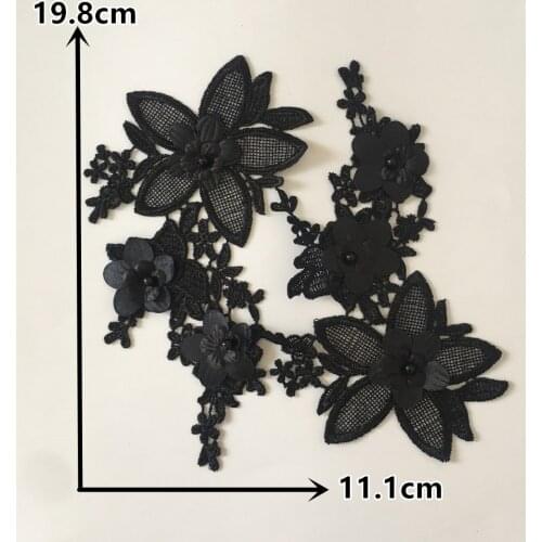 3D flower Embroidered Lace fabrics for dresses Laces collar DIY ABS pearl Trims application Craft materials Sewing Accessories