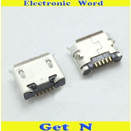 Micro USB 5P 5-Pins Socket Ports Connecctor 6.4mm Spacing Type with Edge Curl