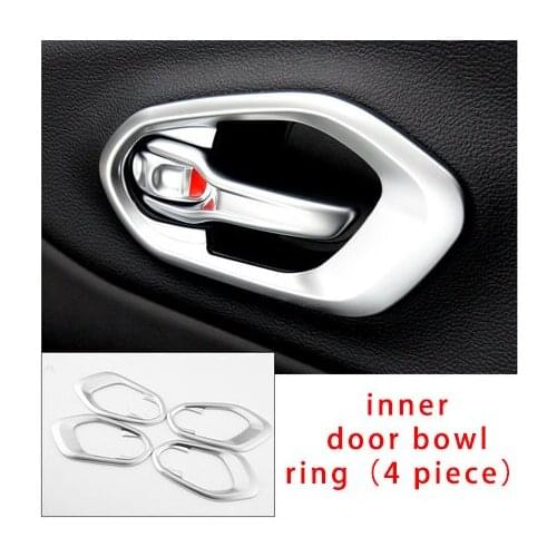 Molding Trim Inner Door Bowl Ring For Jeep 4pcs Cherokee Chrome Matt
