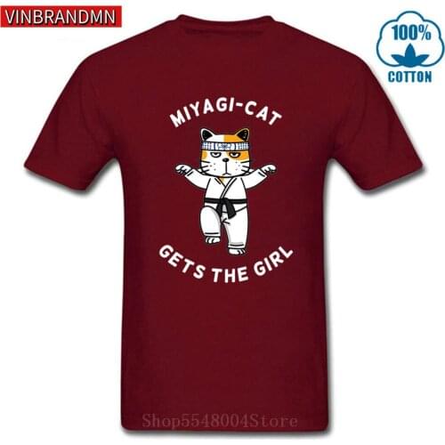 The Karate Cat T shirt Men Funny Design Miyagi-Cat Gets The Girl Tees Kickboxing Karate Muay Thai T-Shirt Taekwondo Kung Fu Tops
