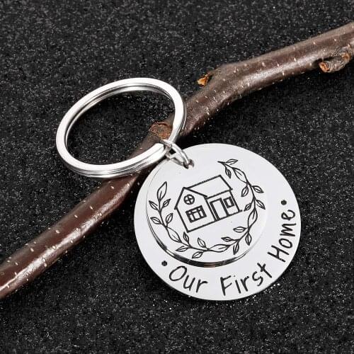 Our First Home Gift Keychain New Home Housewarming Gift for New Homeowner Moving House Keyring Jewelry Presents for Men Women