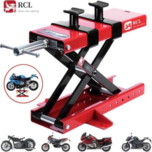 Scissor Lift Jack Crank Hoist Stand with Saddle and Safety Pins 1100 lbs, Steel Motorcycle ATV Automobile Maintenance Tool