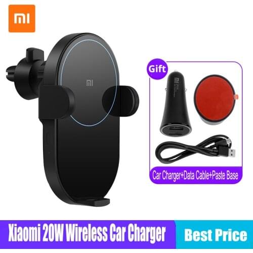 IN STOCK Original Xiaomi Wireless Car Charger 20W Max Electric Auto Pinch 2.5D Glass Qi Smart Quick Charge Fast Charger for Mi