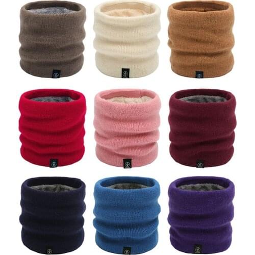 Q Fashion Neckerchief Winter Scarf For Women Men Children Knitted Scarves Thick Warmer Fleece Inside Winter Snood Scarf