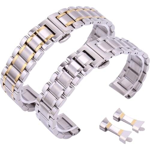Stainless Steel Strap 14 16 18 20 22 24 26mm Metal Watch Band Link Bracelet Watchband Flat interface + Arc interface WatchBand