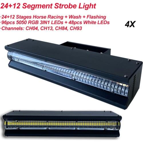 4Pcs/Lot LED Horse Racing 24+12 Segment Strobe Light Stage Lighting Wash Flashing Effect Party Night Holiday DJ Wedding Lights