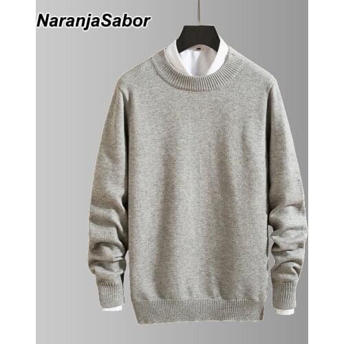 NaranjaSabor New Mens Winter Solid Color Sweaters Fashion Warm Pullovers Mens Boys O-neck Casual Slim Comfortable Sweaters N700