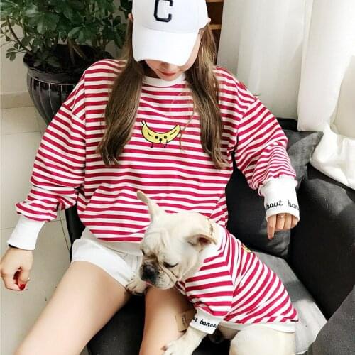 Sweet Striped French Bulldog Clothes for Small Medium Dogs Lovely Print Dog Hoodie Kawaii Dog Clothing Autumn Dogs Pets Costumes