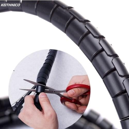 KEITHNICO 1Meter Wire Storage Tube Clips Cable Sleeve Organizer Pipe Wrap Cord Protector Flexible Spiral Management Device 28mm