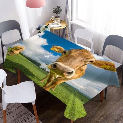 Custom Animal Cow 3D Table Cover Waterproof And Oil Proof For Decorative Dining Tablecloth For Picnic Blanket Table Cloth